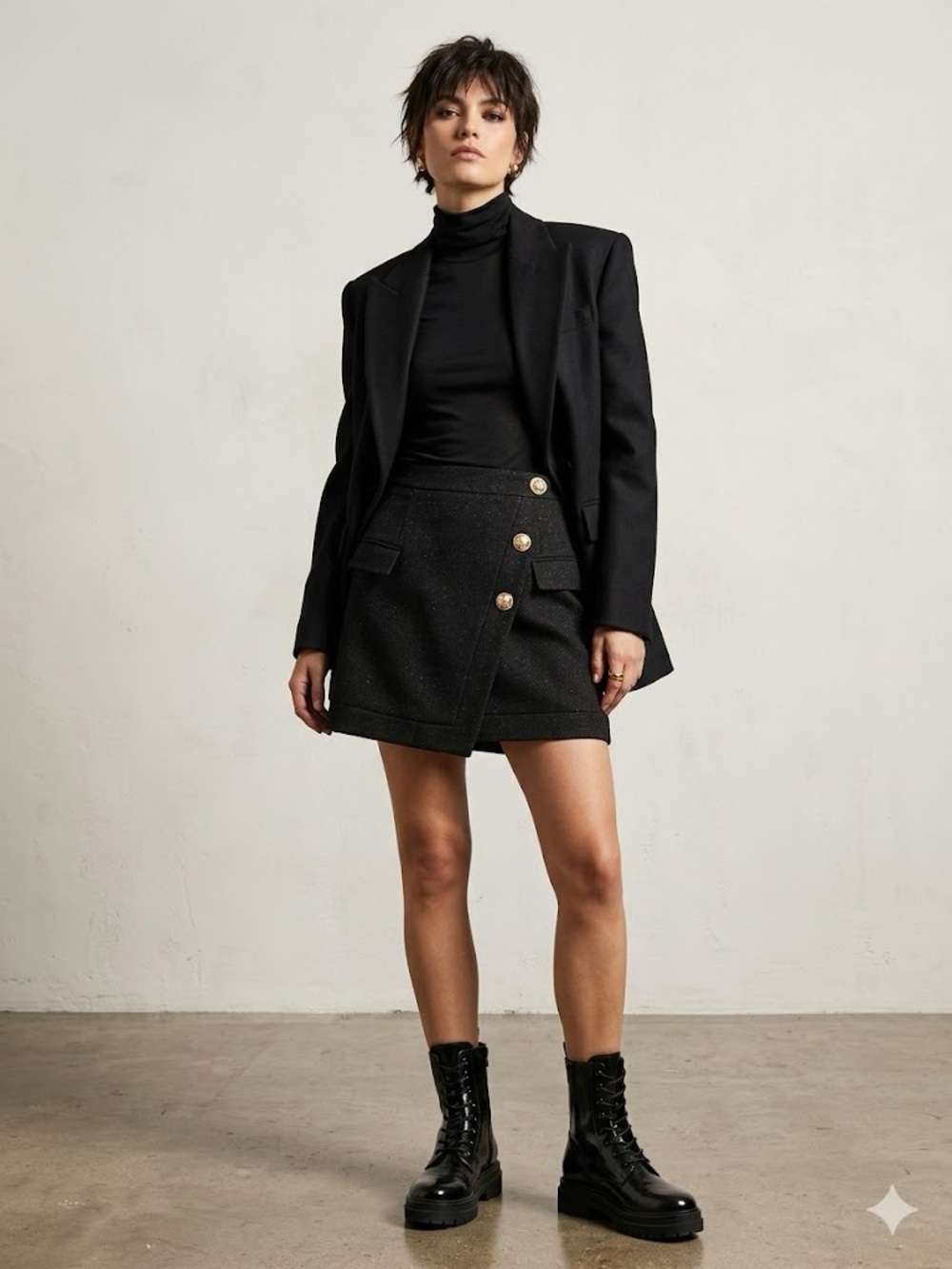 Balmain Jupe Black Wrap Effect 3-button Skirt